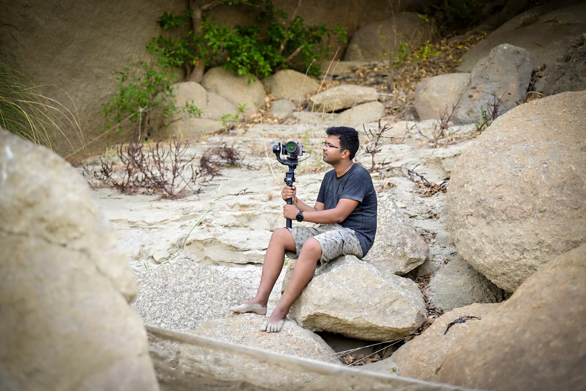 Professional wedding videographer from Payal Films capturing cinematic footage with gimbal stabilizer in Bihar